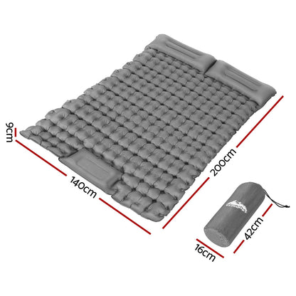 Weisshorn 9cm Double Camping Mattress with Foot Pump & Pillows, view 2