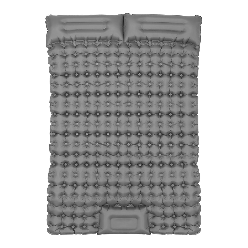Weisshorn 9cm Double Camping Mattress with Foot Pump & Pillows, view 3