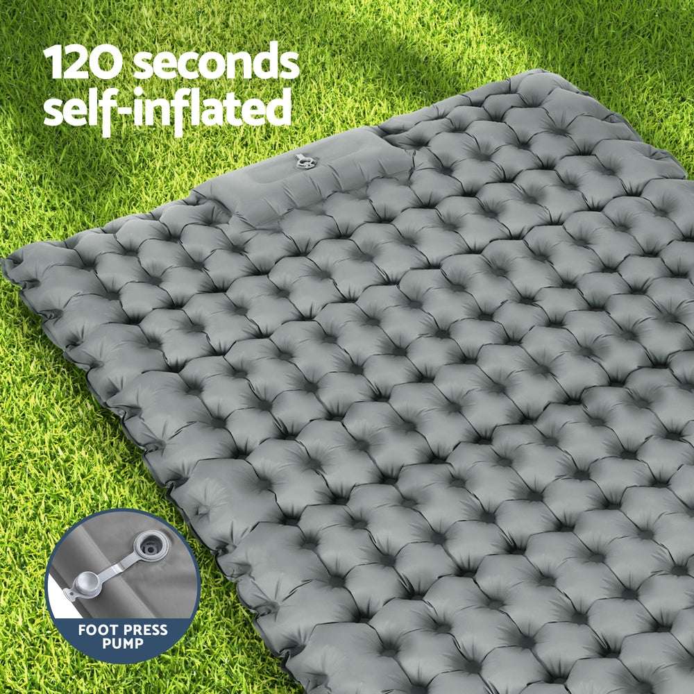 Weisshorn 9cm Double Camping Mattress with Foot Pump & Pillows, view 4