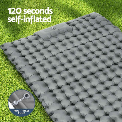 Weisshorn 9cm Double Camping Mattress with Foot Pump & Pillows, view 4