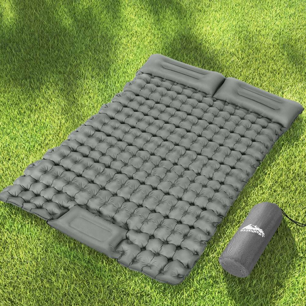 Weisshorn 9cm Double Camping Mattress with Foot Pump & Pillows, view 7