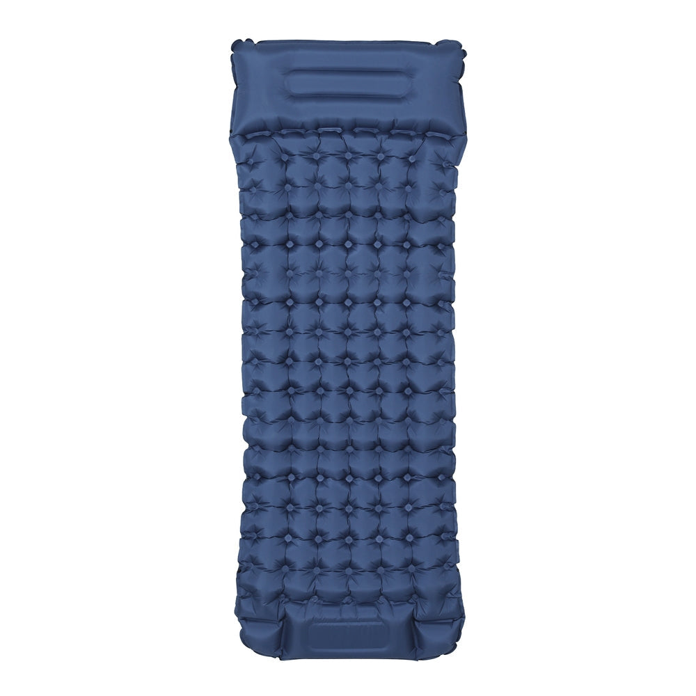 Weisshorn 9cm Camping Mat with Foot Pump & Pillow - Blue, view 3