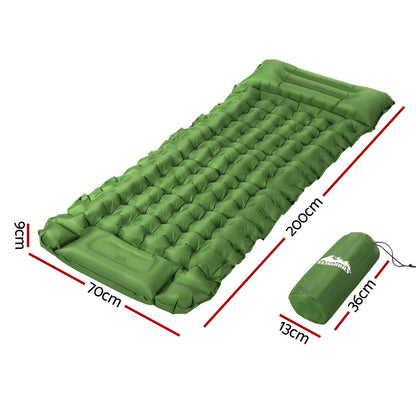 Weisshorn 9cm Camping Mat with Foot Pump & Pillow - Green, view 2