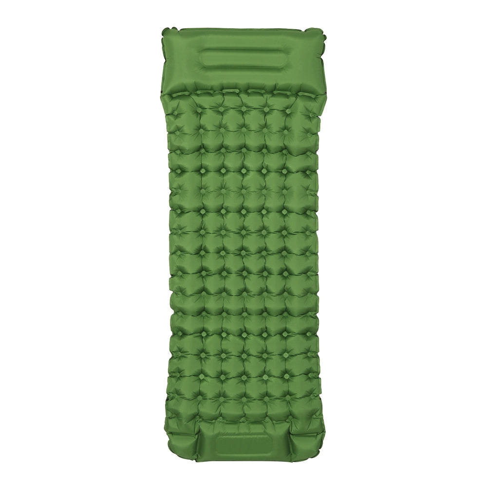 Weisshorn 9cm Camping Mat with Foot Pump & Pillow - Green, view 3