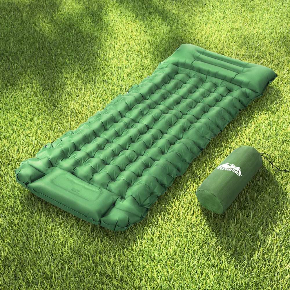 Weisshorn 9cm Camping Mat with Foot Pump & Pillow - Green, view 7