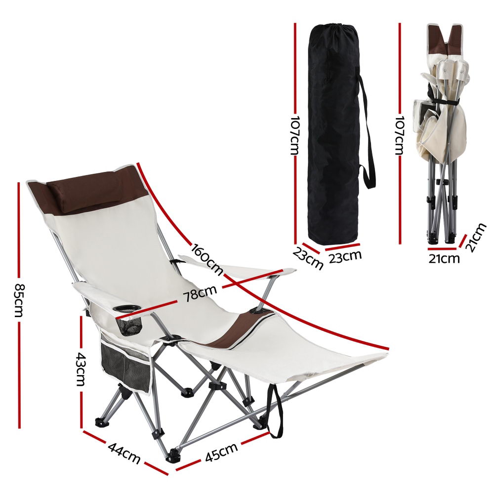 Reclining Camping Chair 2-in-1 - Weisshorn White/Brown, view 2
