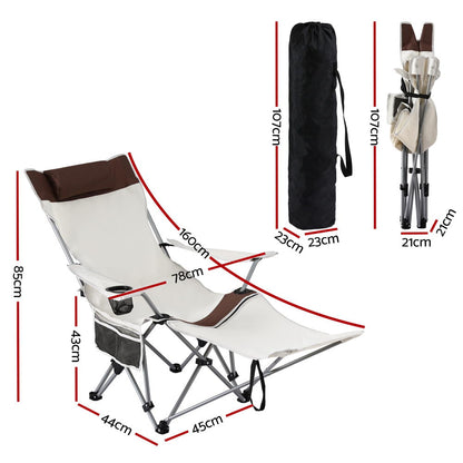 Reclining Camping Chair 2-in-1 - Weisshorn White/Brown, view 2