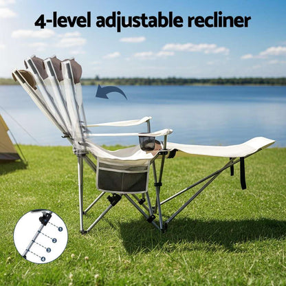 Reclining Camping Chair 2-in-1 - Weisshorn White/Brown, view 5