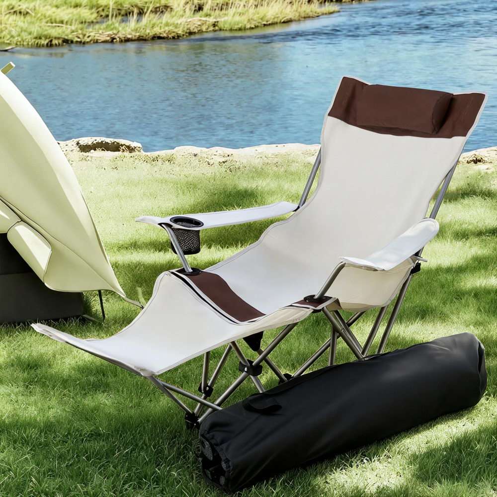 Reclining Camping Chair 2-in-1 - Weisshorn White/Brown, view 7