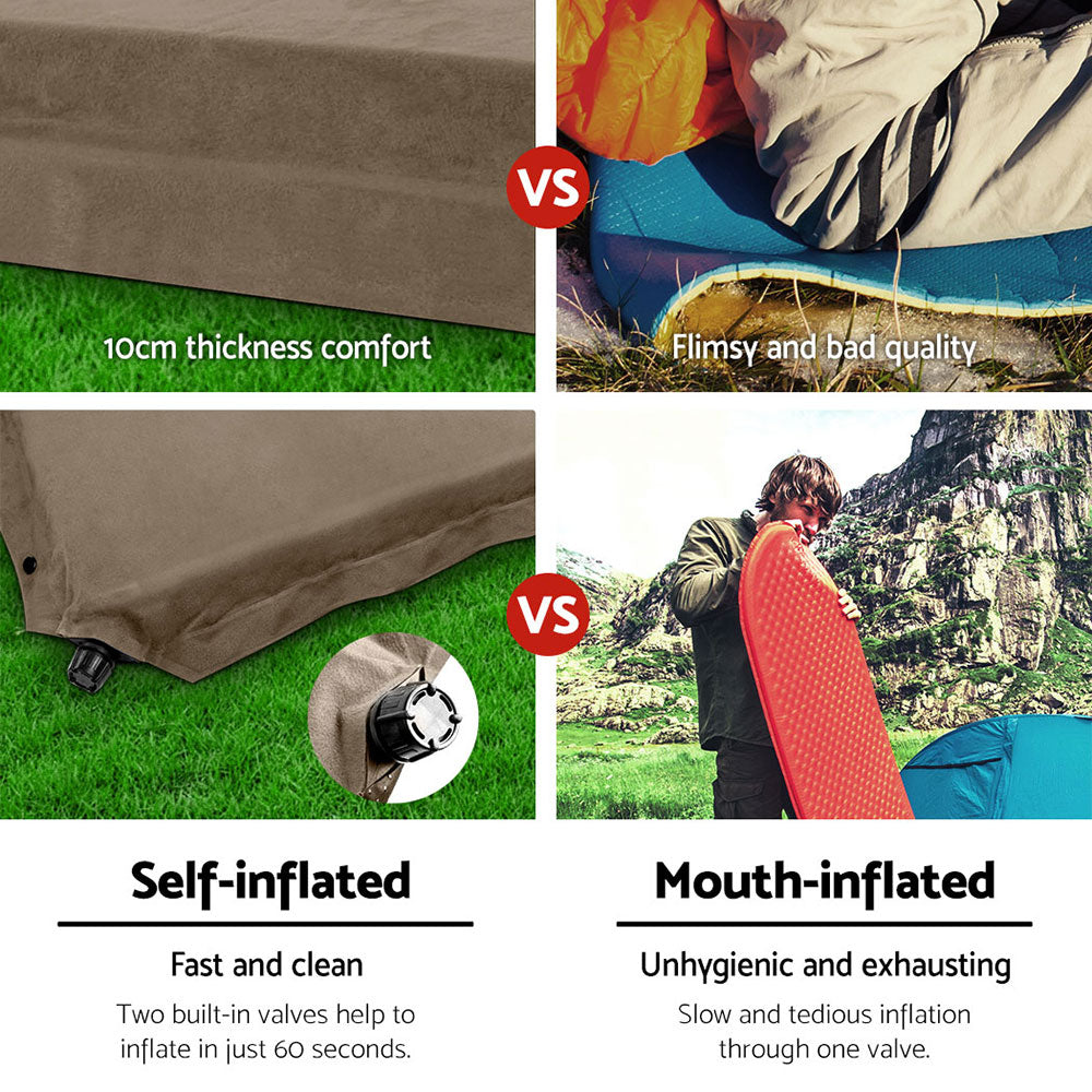 Weisshorn Double Self-Inflating Camping Mattress 10cm - Coffee, view 6
