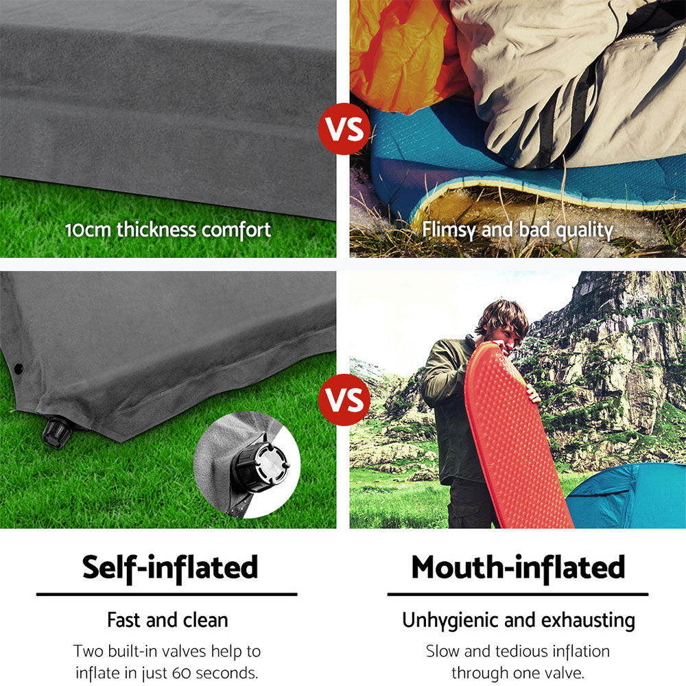 Weisshorn Double Self-Inflating Camping Mattress 10cm - Grey, view 5