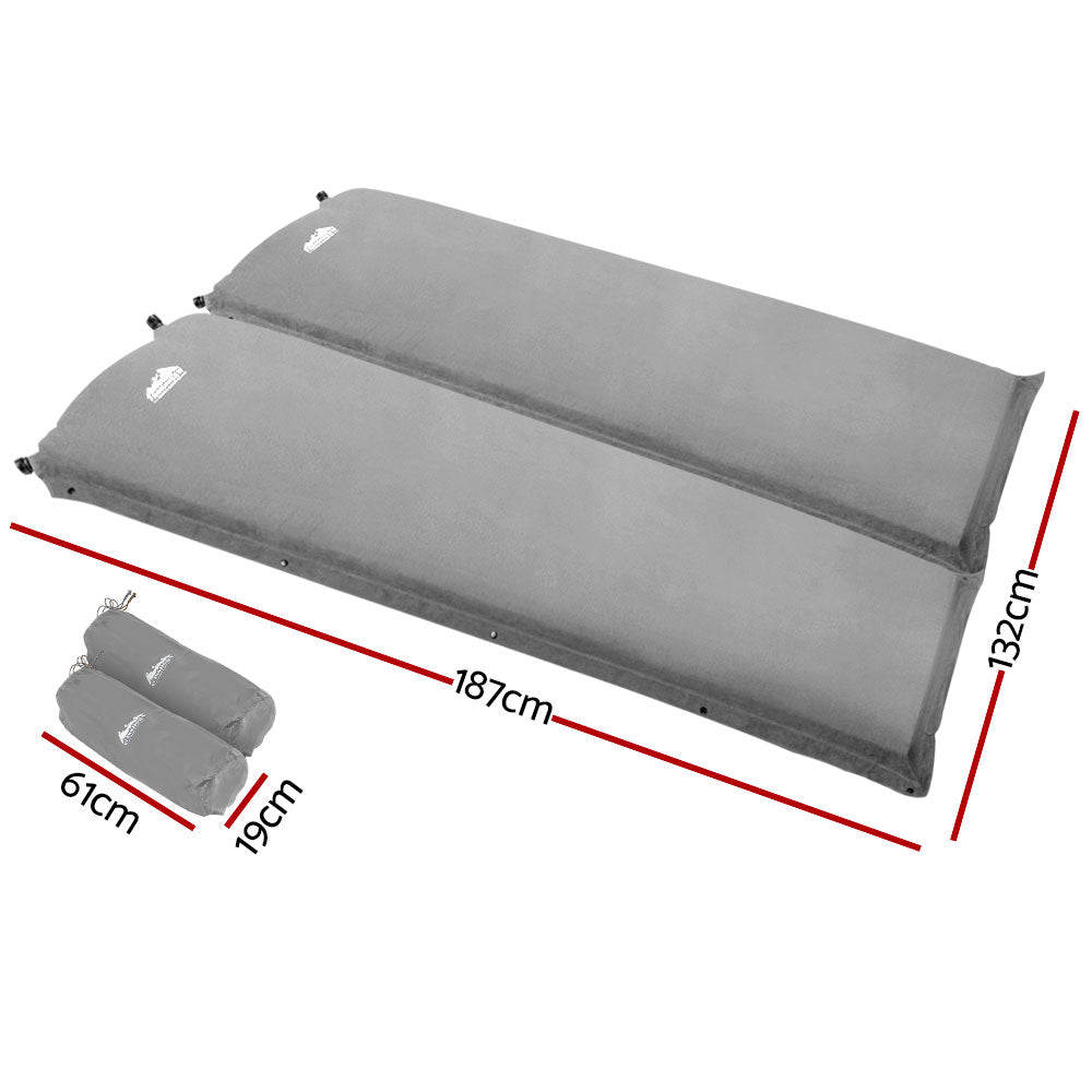 Weisshorn 10cm Self-Inflating Mattress Double Set - Grey (2 Singles), view 2