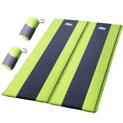 Self Inflating Camping Mats Double Set - Green