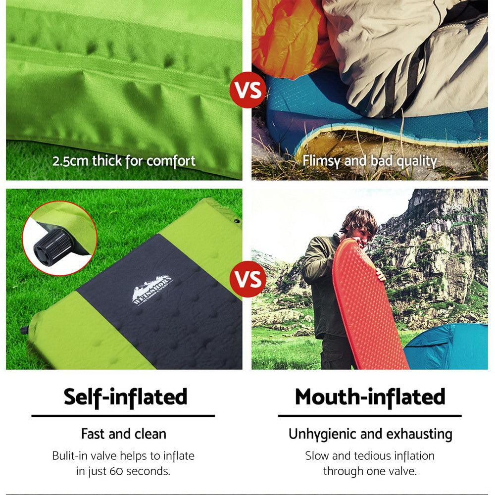 Self Inflating Camping Mats Double Set - Green, view 4
