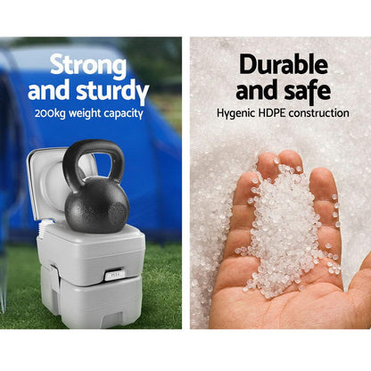 20L Portable Camping Toilet – Grey, view 3