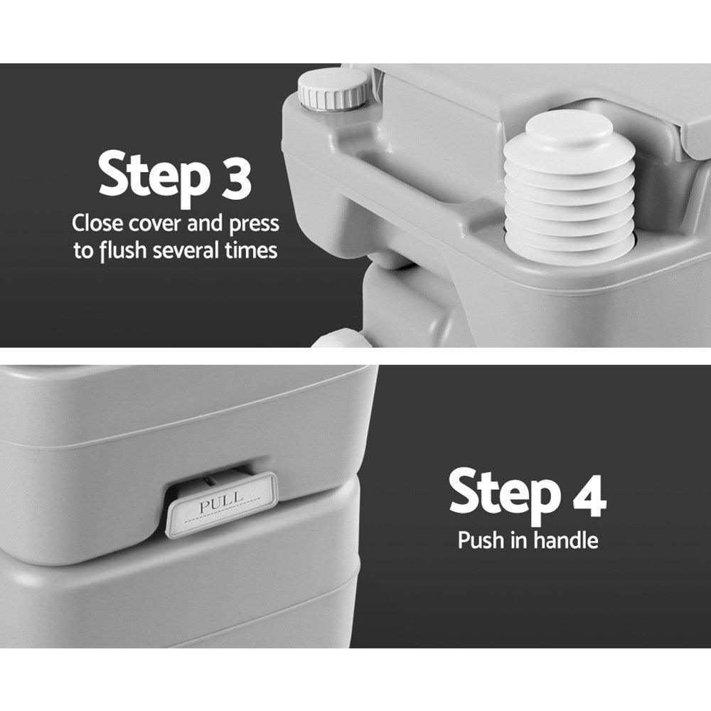 20L Portable Camping Toilet – Grey, view 6