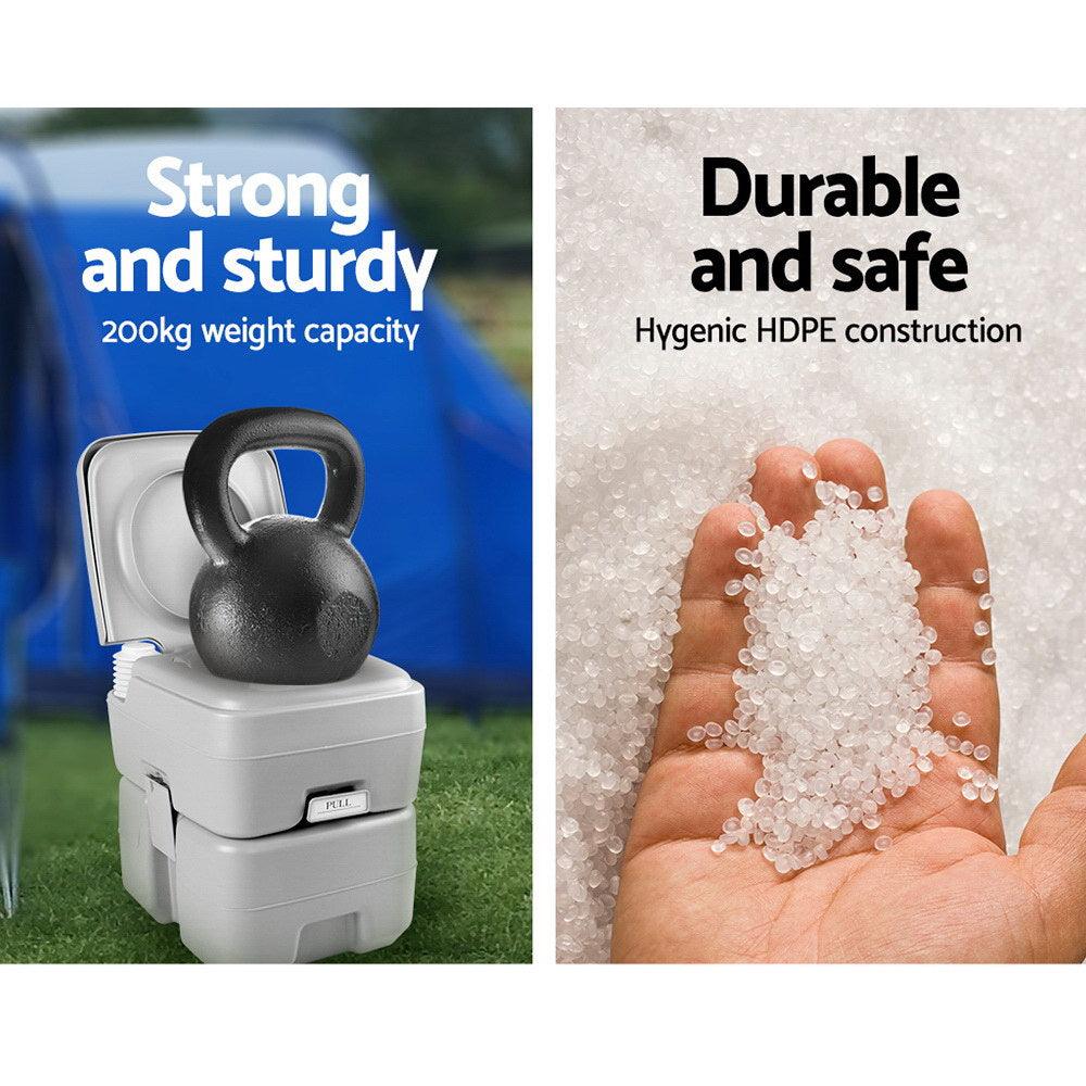 Portable Camping Toilet 20L with Carry Bag – Grey, view 3