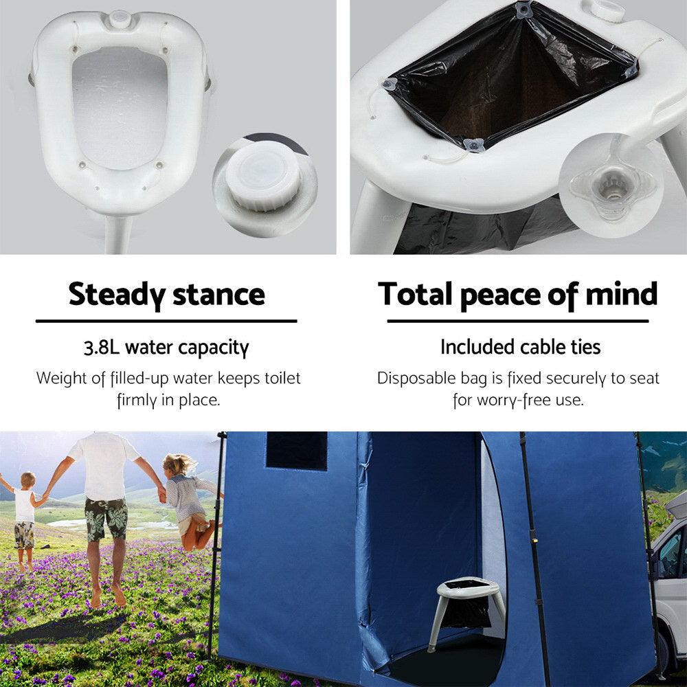 Portable Folding Camping Toilet - White, view 6