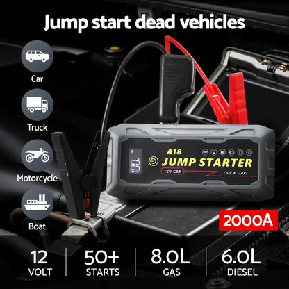 Portable Car Jump Starter 2000A 12V, view 4