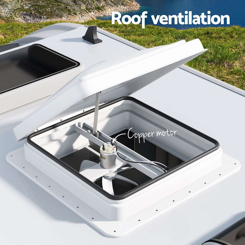 12V Caravan Roof Vent Fan - White, view 4