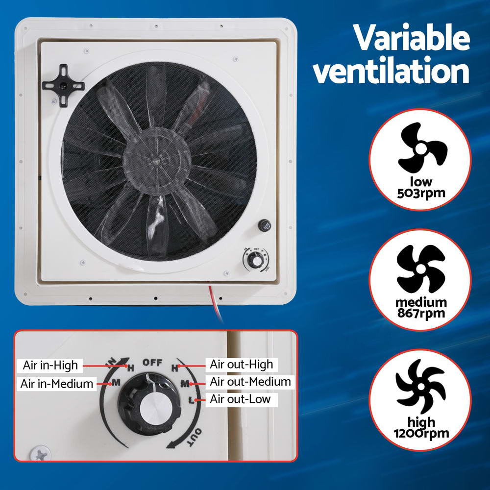 12V Caravan Roof Vent with Reversible Fan, view 5