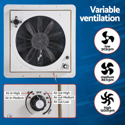 12V Caravan Roof Vent with Reversible Fan, view 5