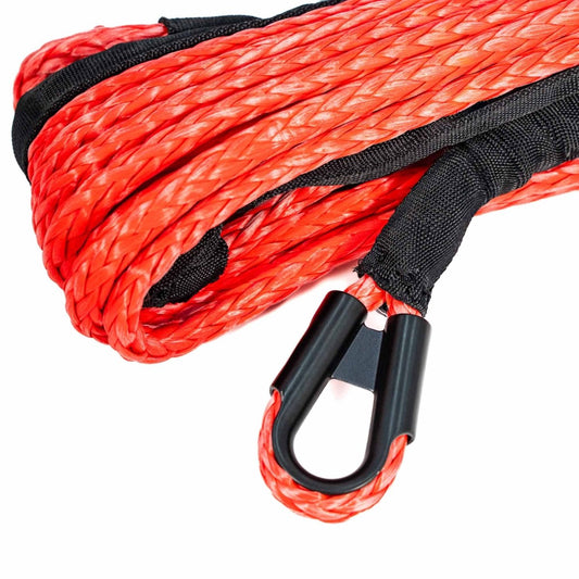 Carbon Winches 24m x 10mm Red Synthetic Rope Spliced with thimble