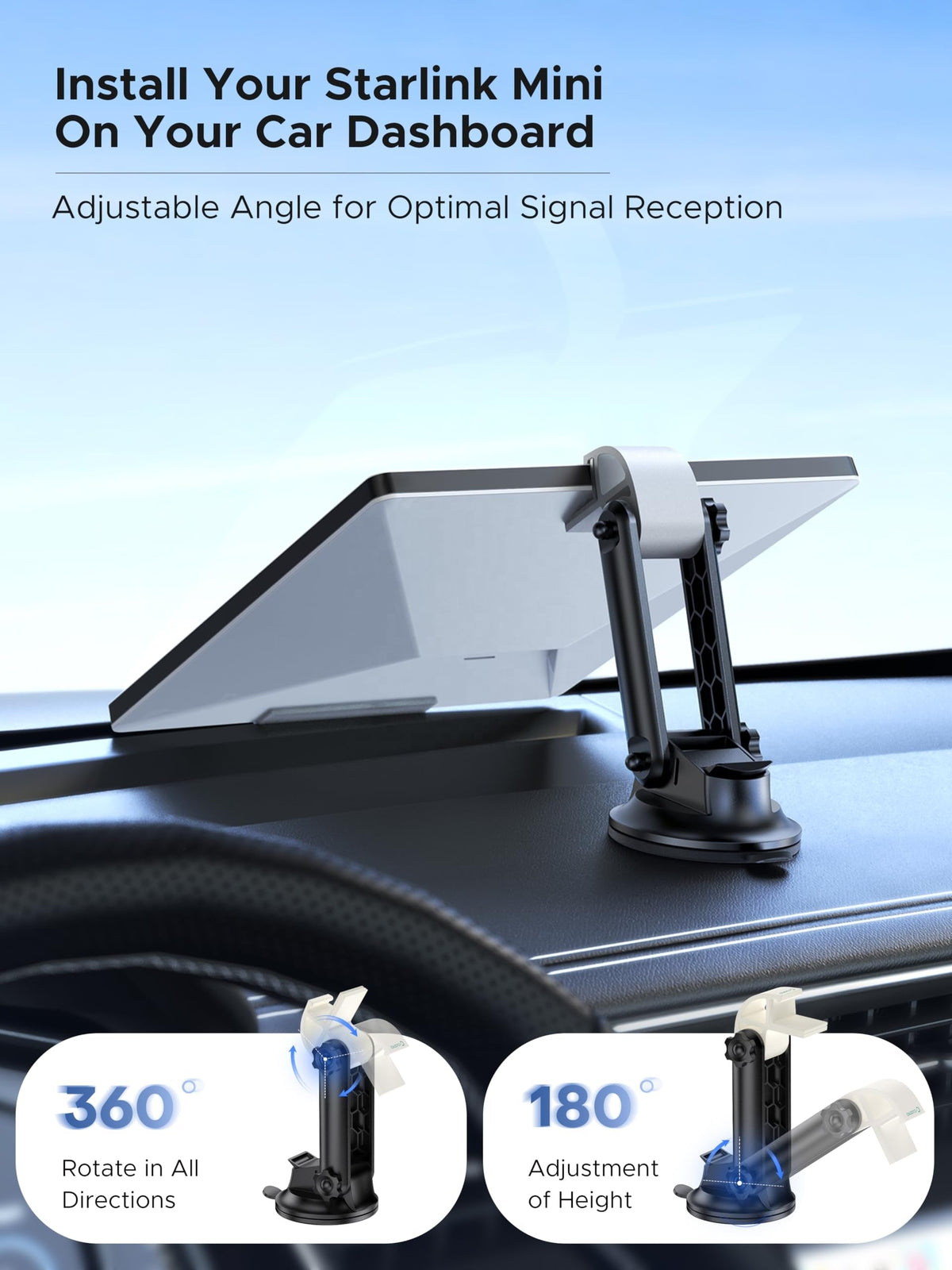 Outcamp Dashboard and Windscreen Mount for Starlink Mini, view 8