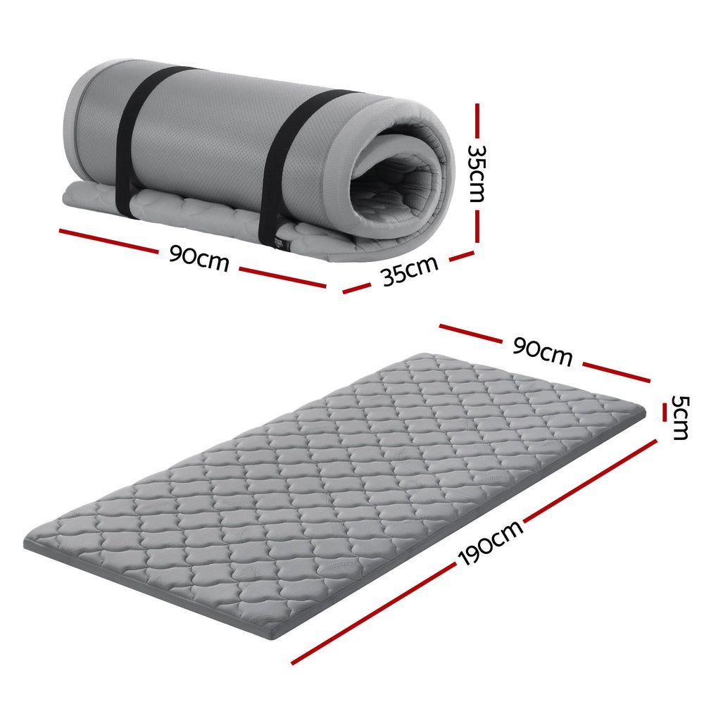 Single Foldable Camping Mattress - Giselle Bedding Grey, view 2
