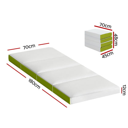 Foldable Single Foam Mattress – Green, view 2