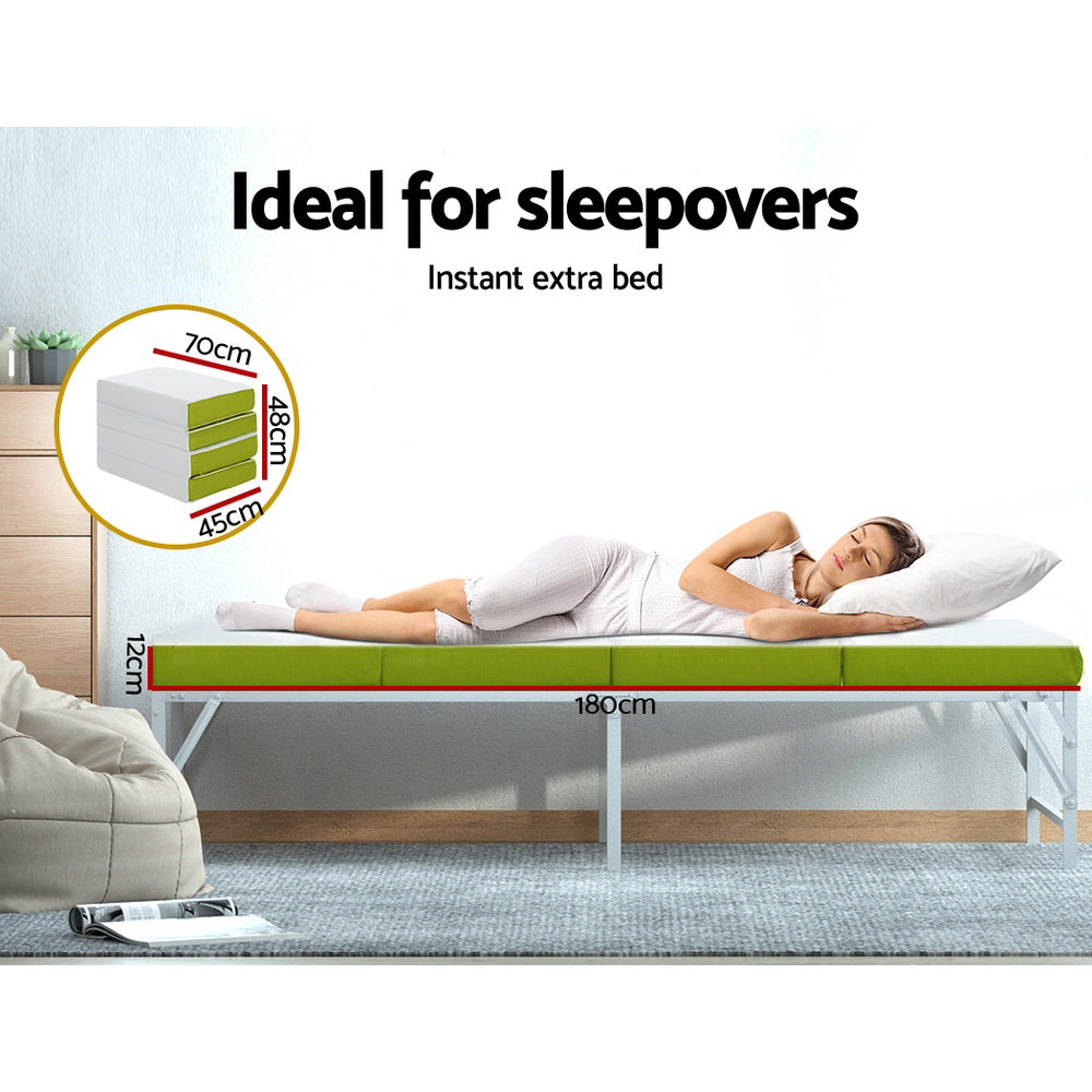 Foldable Single Foam Mattress – Green, view 5