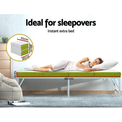 Foldable Single Foam Mattress – Green, view 5