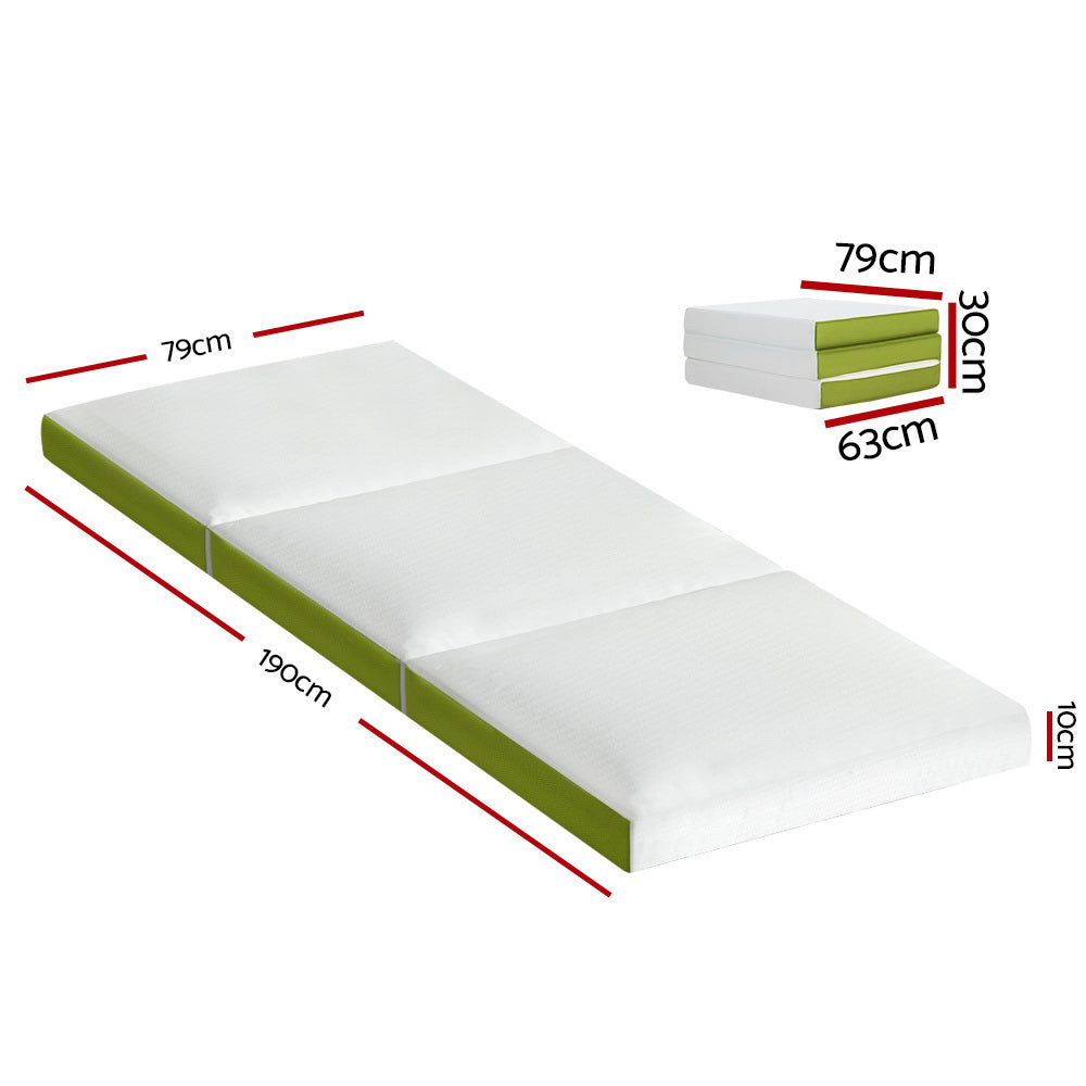 Foldable Foam Mattress – Single 190cm Trifold with Zip Cover, view 2