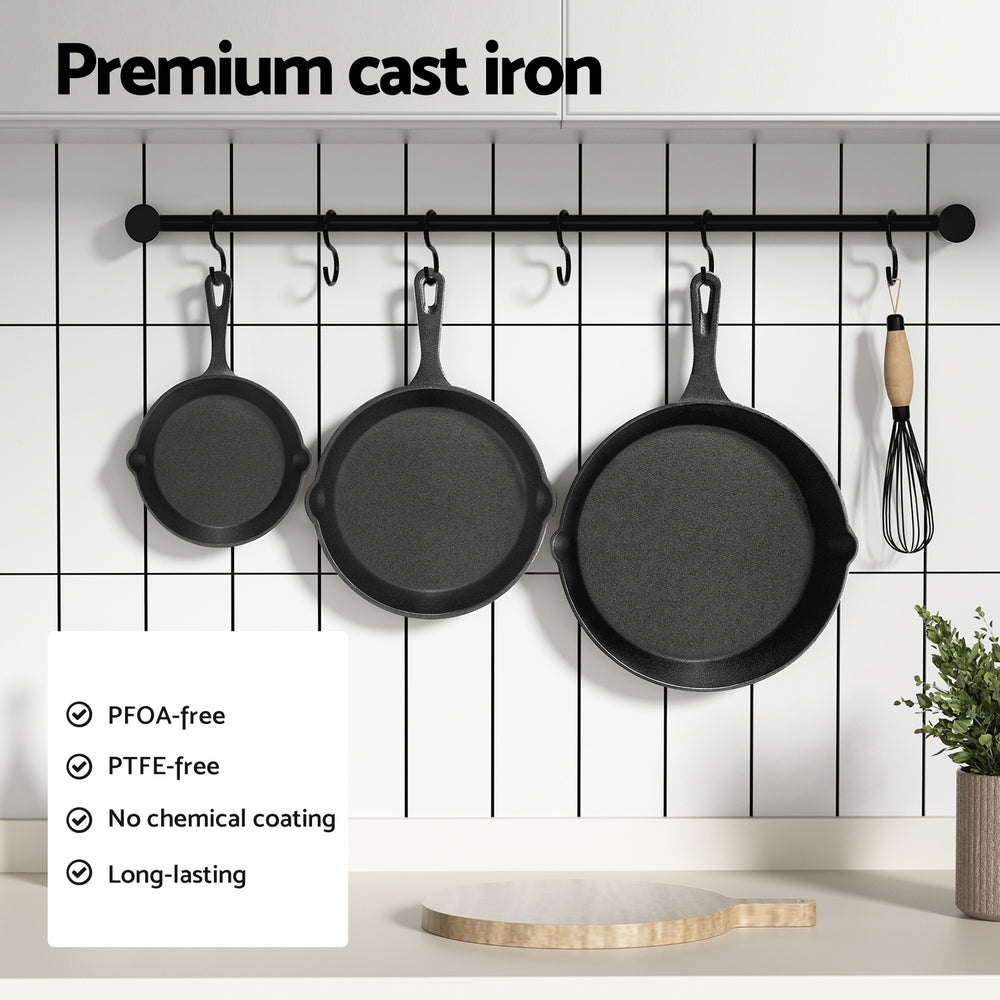 Cast Iron Frying Pan Set - 3 Piece, view 4