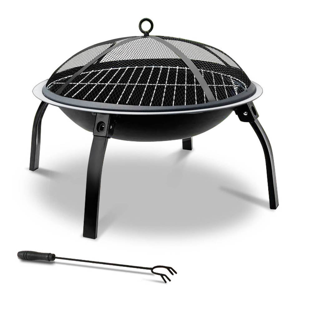 Grillz 22" Portable Fire Pit with Grill & Grate