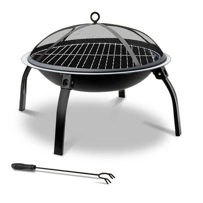 Grillz 22" Portable Fire Pit with Grill & Grate