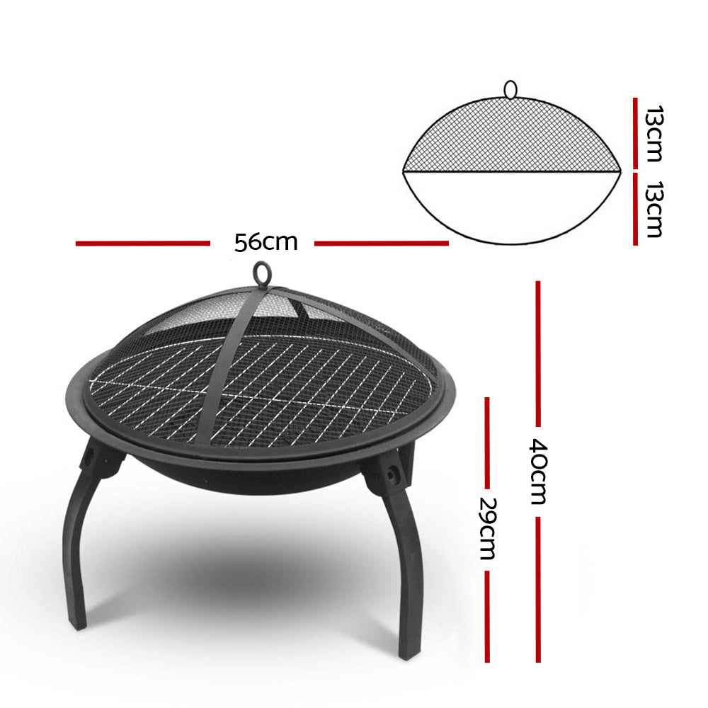 Grillz 22" Portable Fire Pit with Grill & Grate, view 2