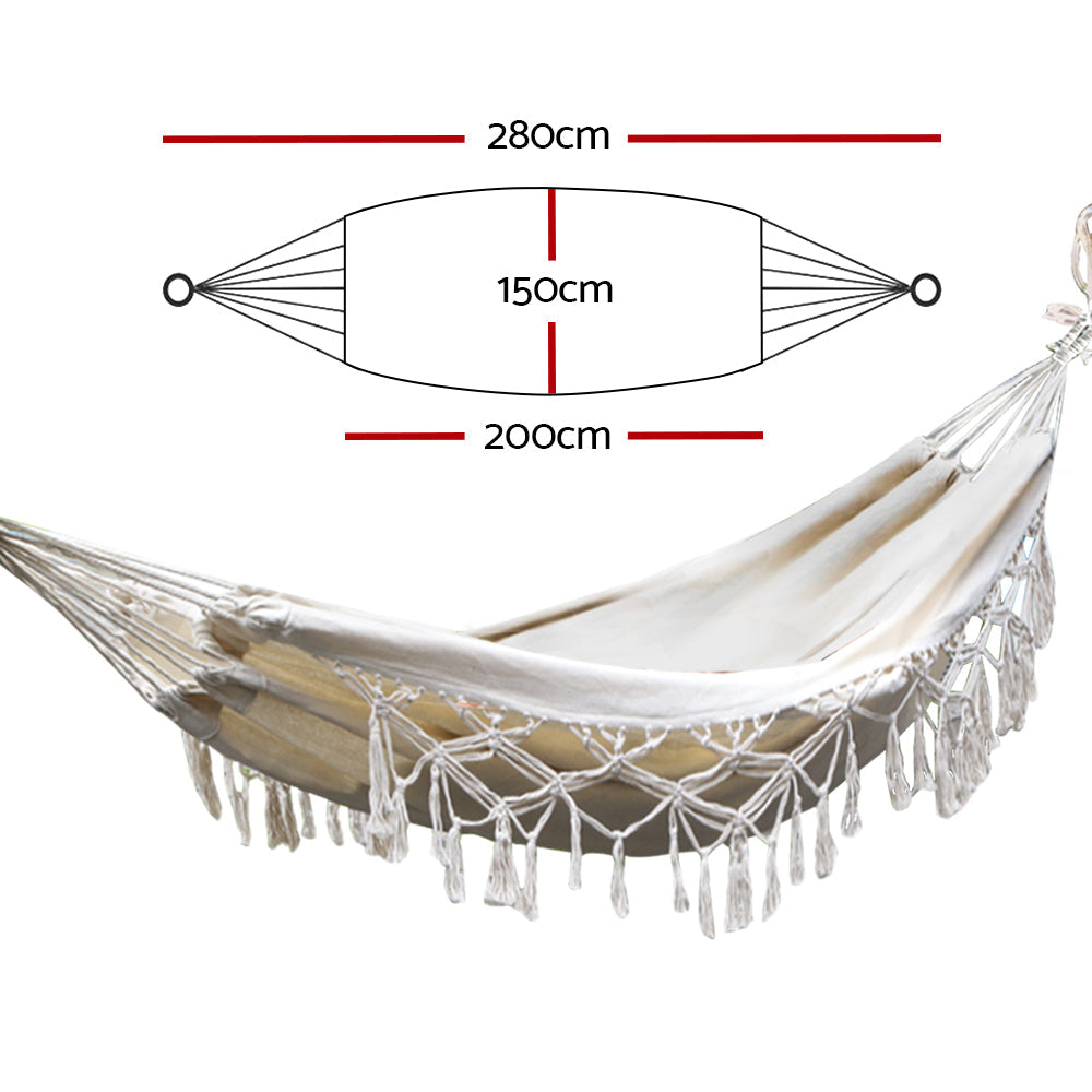 Gardeon Tassel Hammock Bed – Cream, view 2