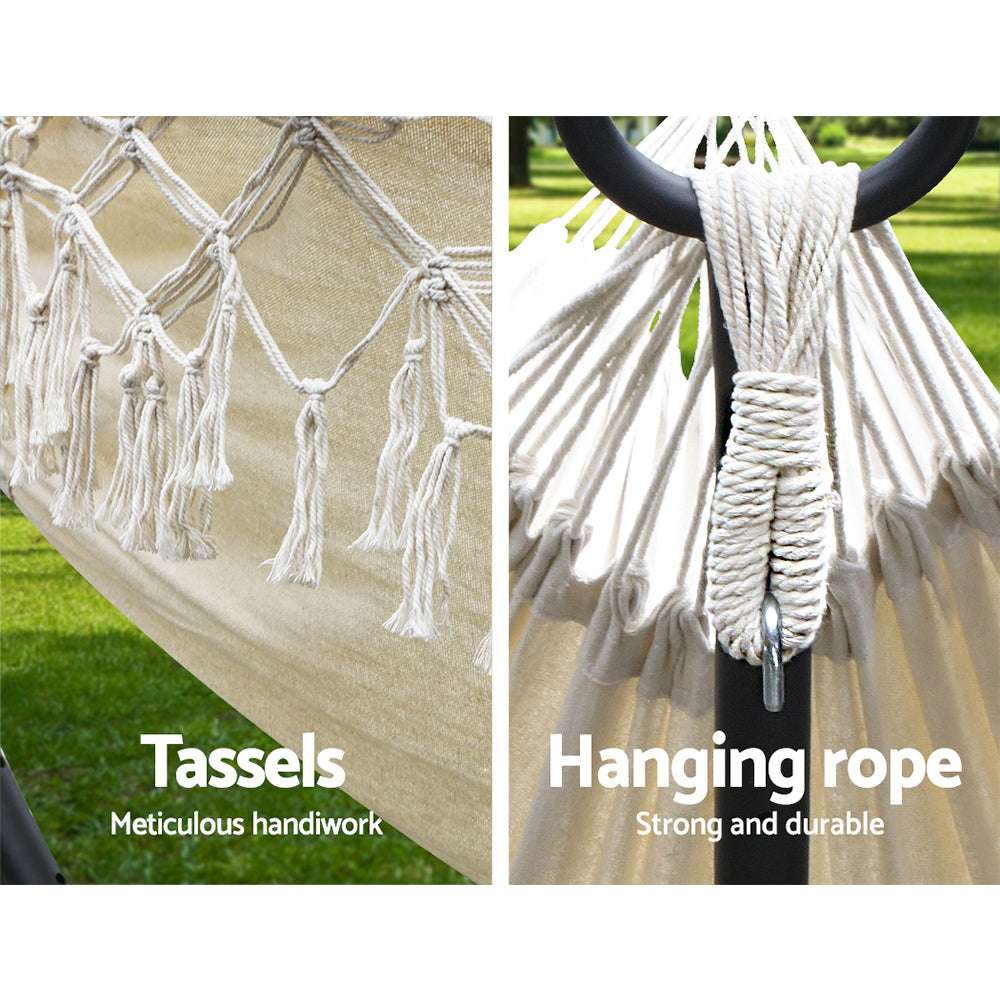 Gardeon Tassel Hammock Bed – Cream, view 6