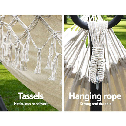 Gardeon Tassel Hammock Bed – Cream, view 6