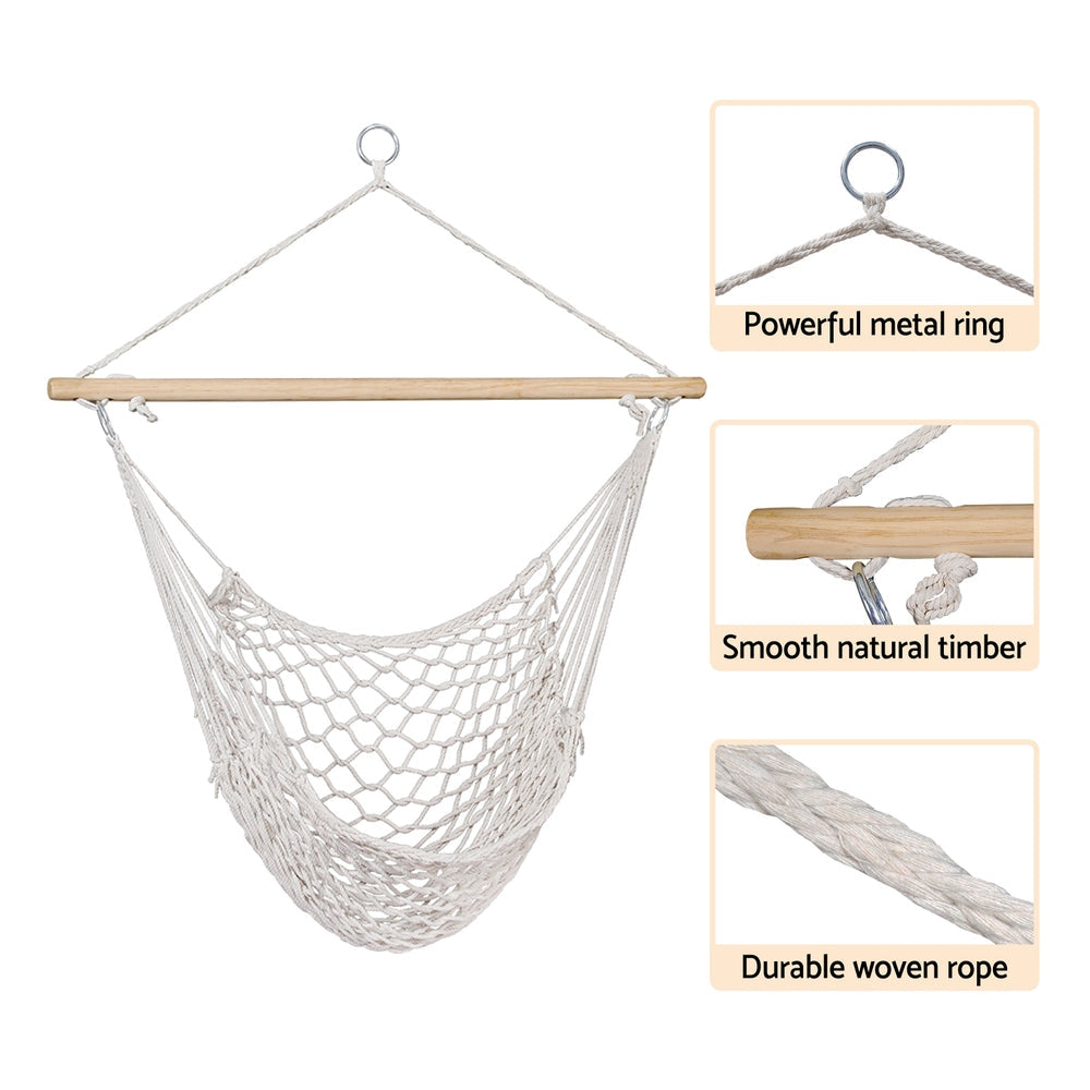 Gardeon Mesh Hammock Chair – Cream, view 5