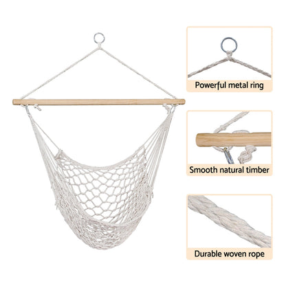 Gardeon Mesh Hammock Chair – Cream, view 5