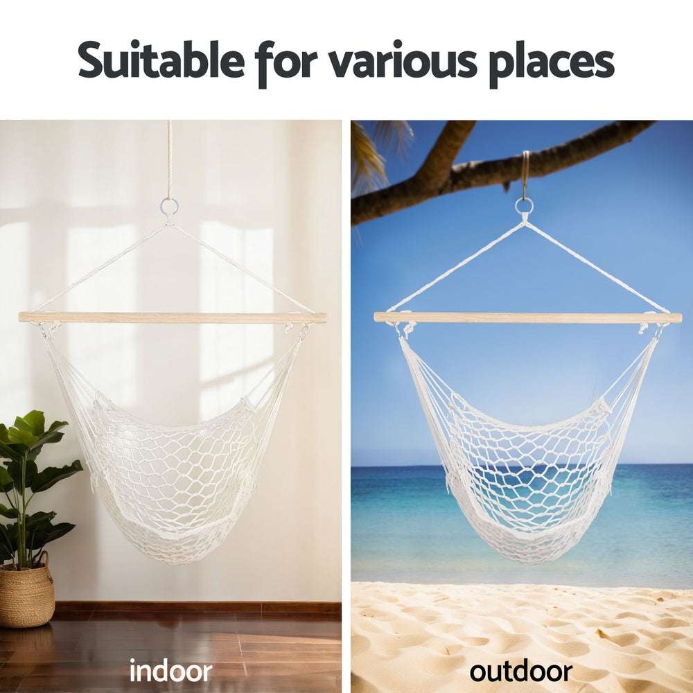 Gardeon Mesh Hammock Chair – Cream, view 6