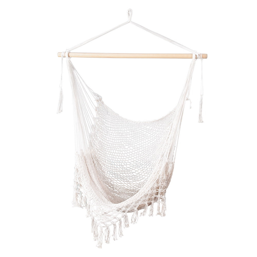 Gardeon Cotton Hammock Chair Swing – Cream