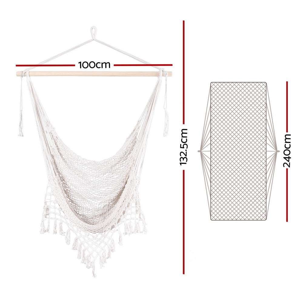 Gardeon Cotton Hammock Chair Swing – Cream, view 2