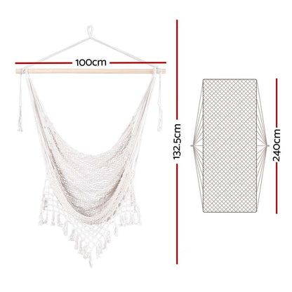Gardeon Cotton Hammock Chair Swing – Cream, view 2