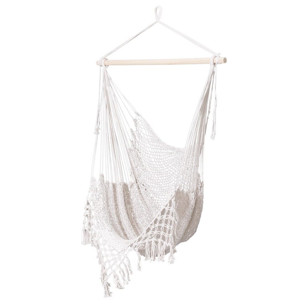 Gardeon Cotton Hammock Chair Swing – Cream, view 3