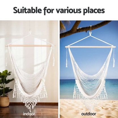 Gardeon Cotton Hammock Chair Swing – Cream, view 6