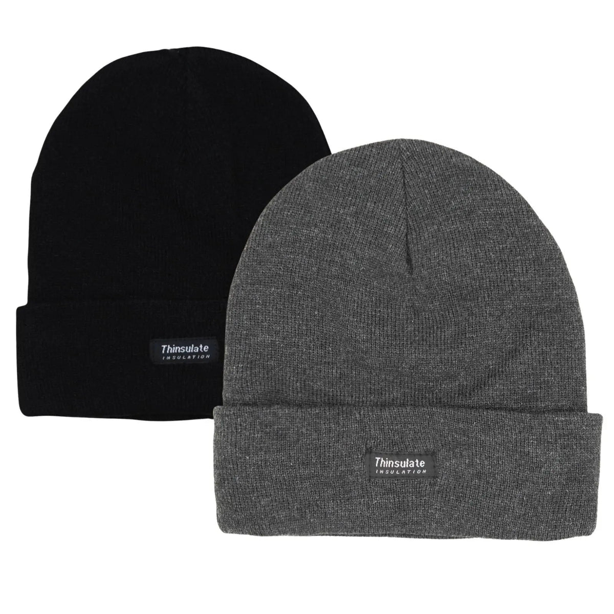 2 Pairs Mens Winter Beanie Insulation Thermal Winter Knitted Thinsulate Ski Hat, view 3