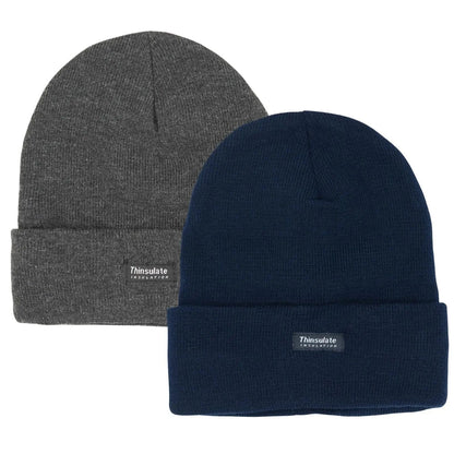 2 Pairs Mens Winter Beanie Insulation Thermal Winter Knitted Thinsulate Ski Hat, view 7